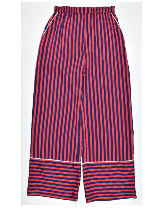 House of Holland Pants - House of Holland Red & Navy Stripe Pyjama Style Trousers - 2
